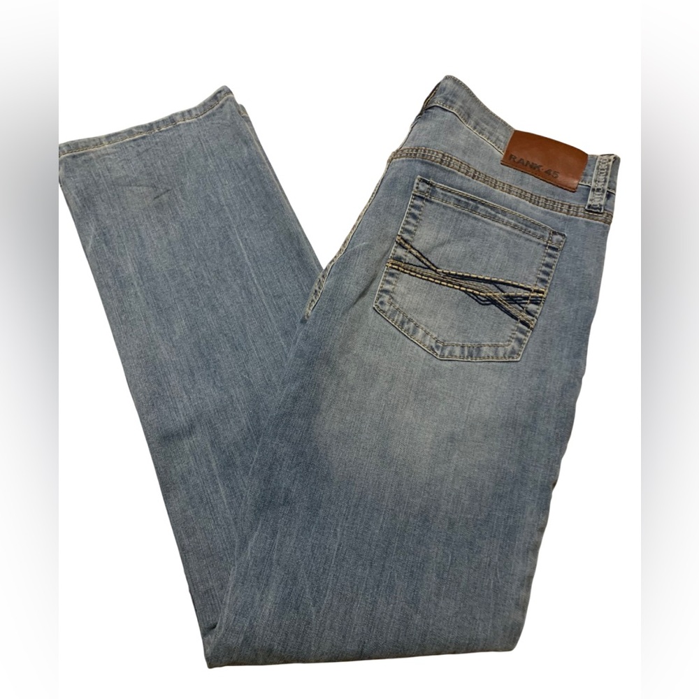 RANK.45 Men’s Light Blue Denim Jeans Straight, Pre-Owned, 32X32. 88%Cotton